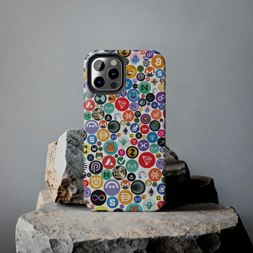 Crypto Coin Phone Case | Bitcoin, Ethereum & Altcoin Collage | Tough Shockproof Case for iPhone & Samsung