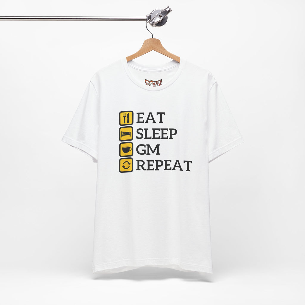 Eat Sleep GM Repeat crypto t-shirt white