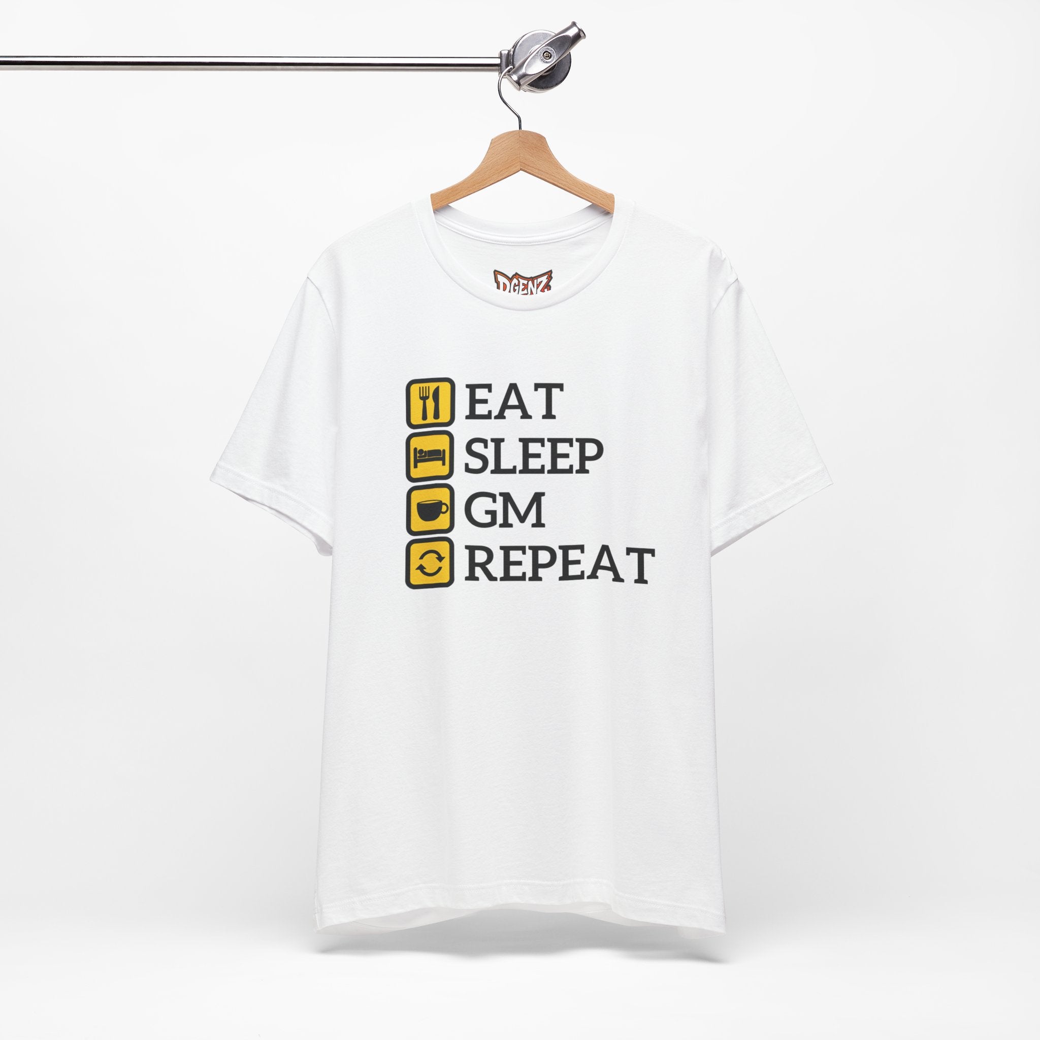 Eat Sleep GM Repeat crypto t-shirt white