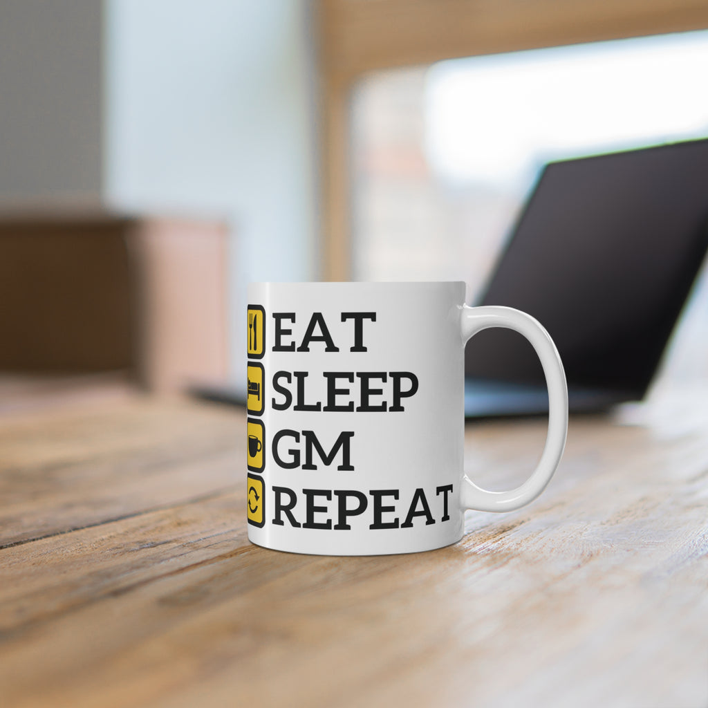 Eat Sleep GM Repeat Crypto Mug