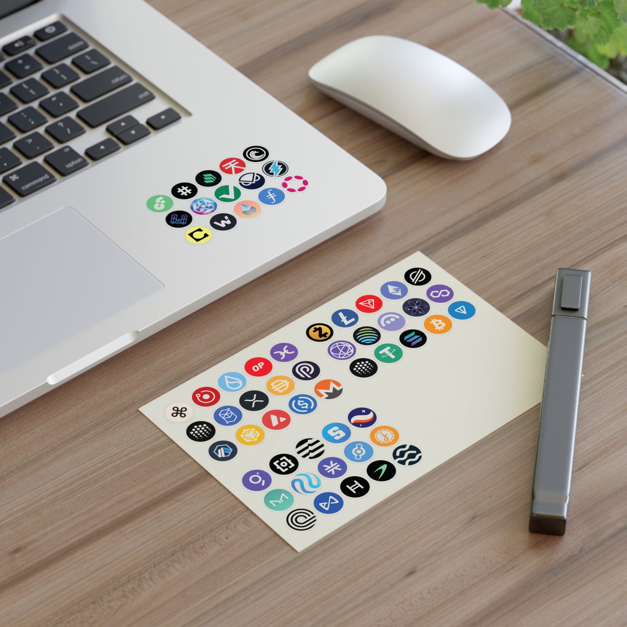 Crypto sticker pack laptop mockup