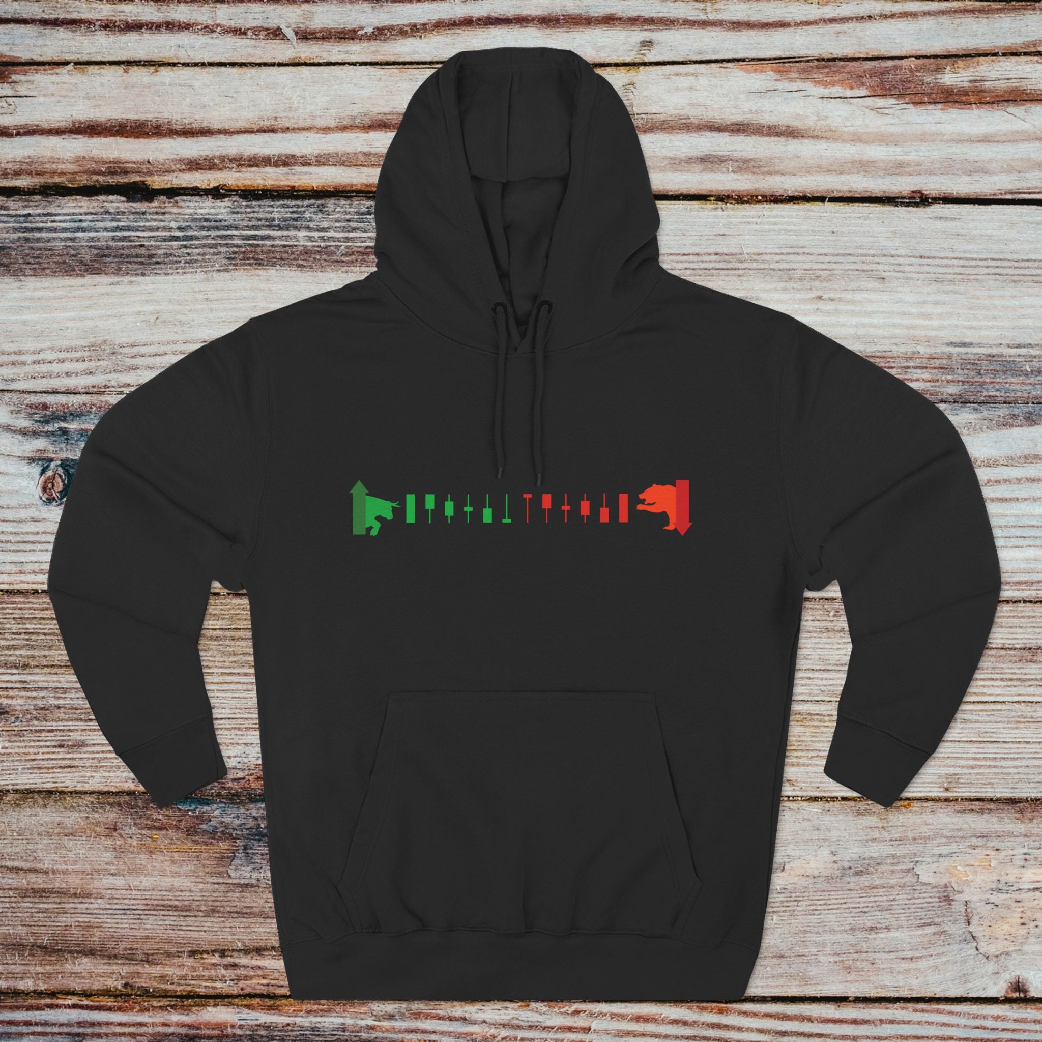 Bulls vs Bears hoodie in black – front view