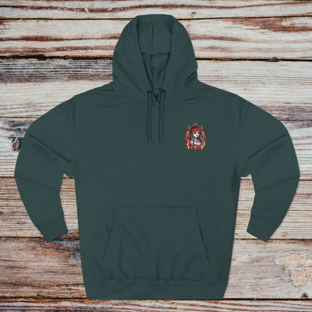 Sports Green DGENZ Calavera Halloween Hoodie front with chest design
