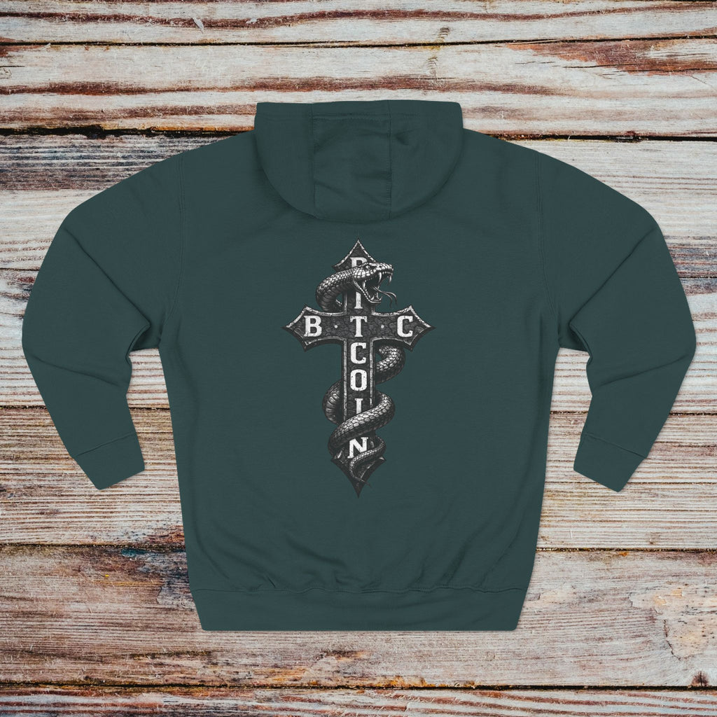 Sports Green Bitcoin Serpent hoodie back Bitcoin serpent cross