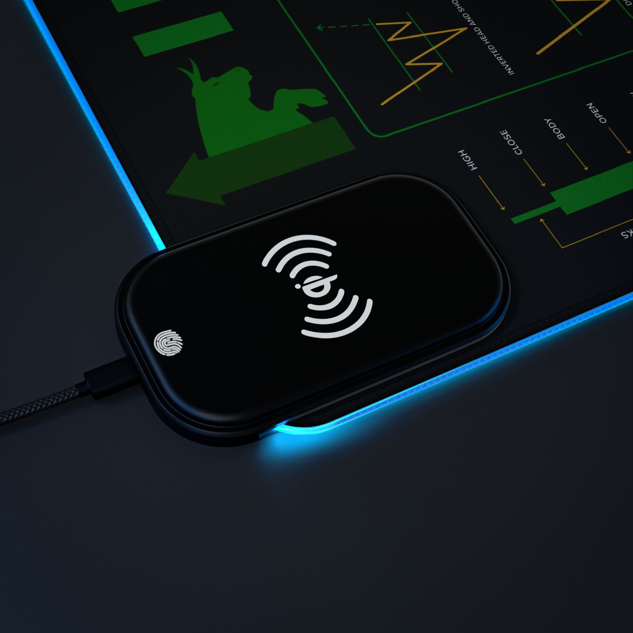 Candlestick chart mouse pad with LED edge lighting