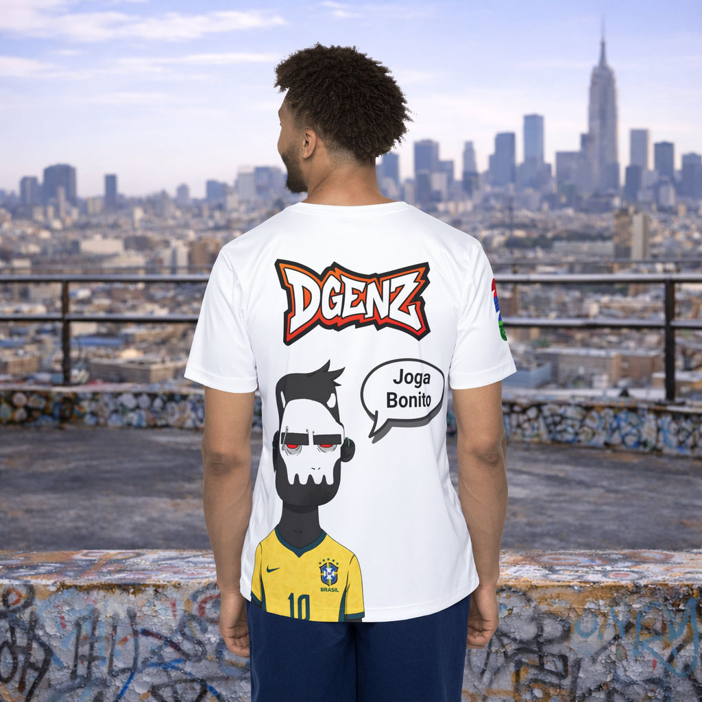 Back view of Brazil #10 Neymar Jr football jersey with customizable speech bubble design