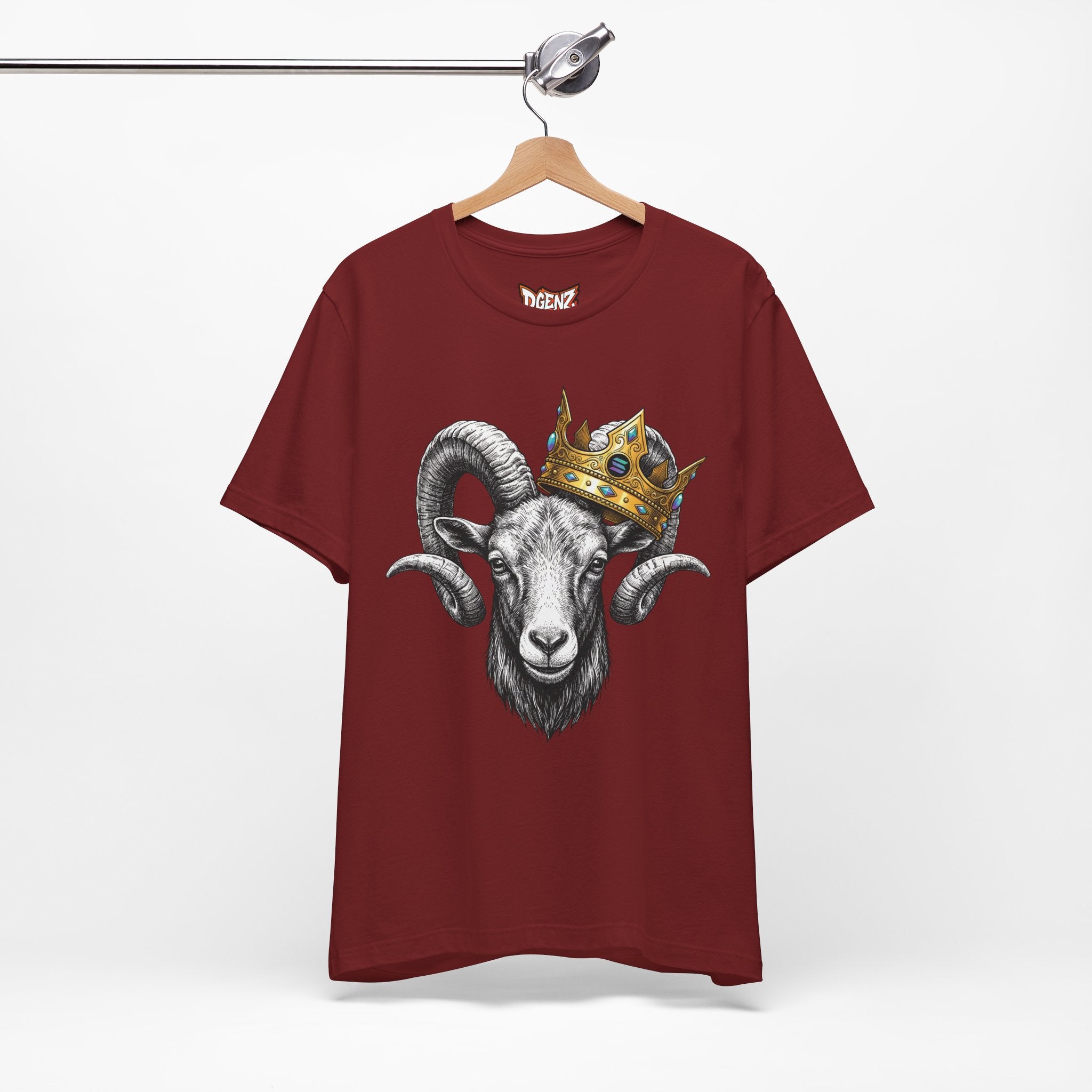 Solana SOL themed graphic tee with engraved goat artwork