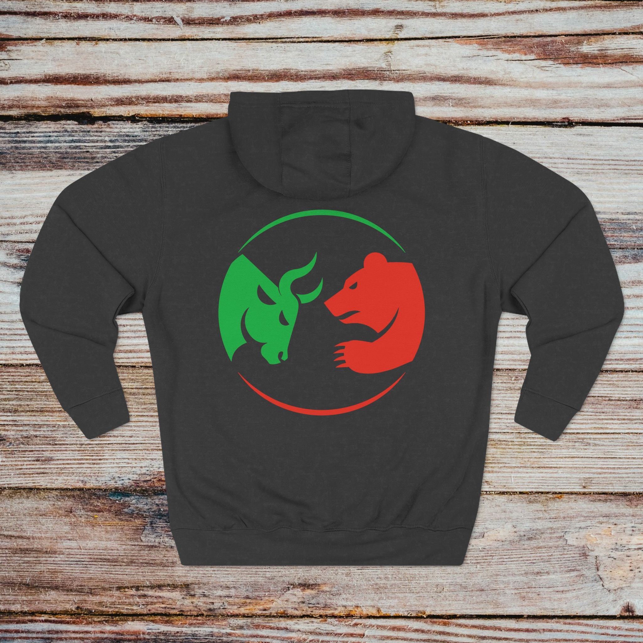 Bulls vs Bears hoodie in charcoal heather – back view