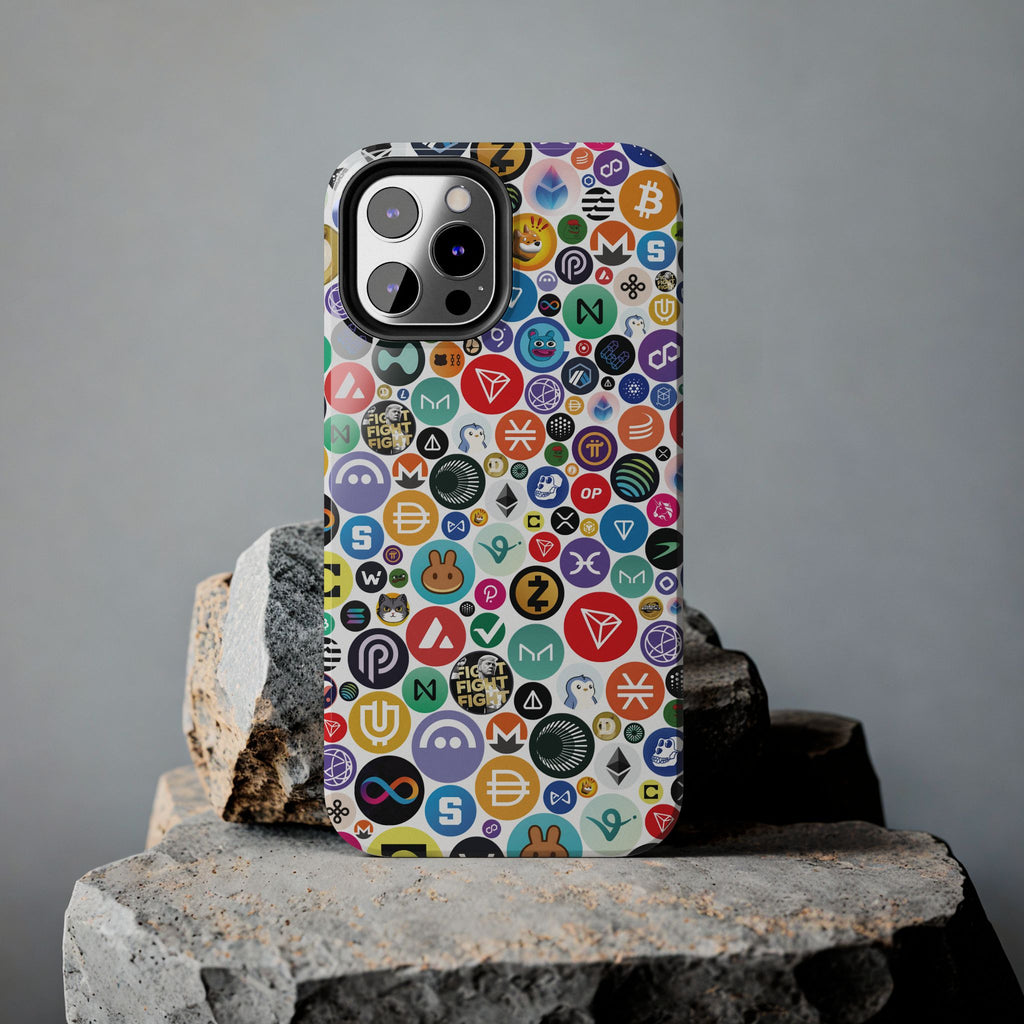 Crypto Coin Phone Case | Bitcoin, Ethereum & Altcoin Collage | Tough Shockproof Case for iPhone & Samsung