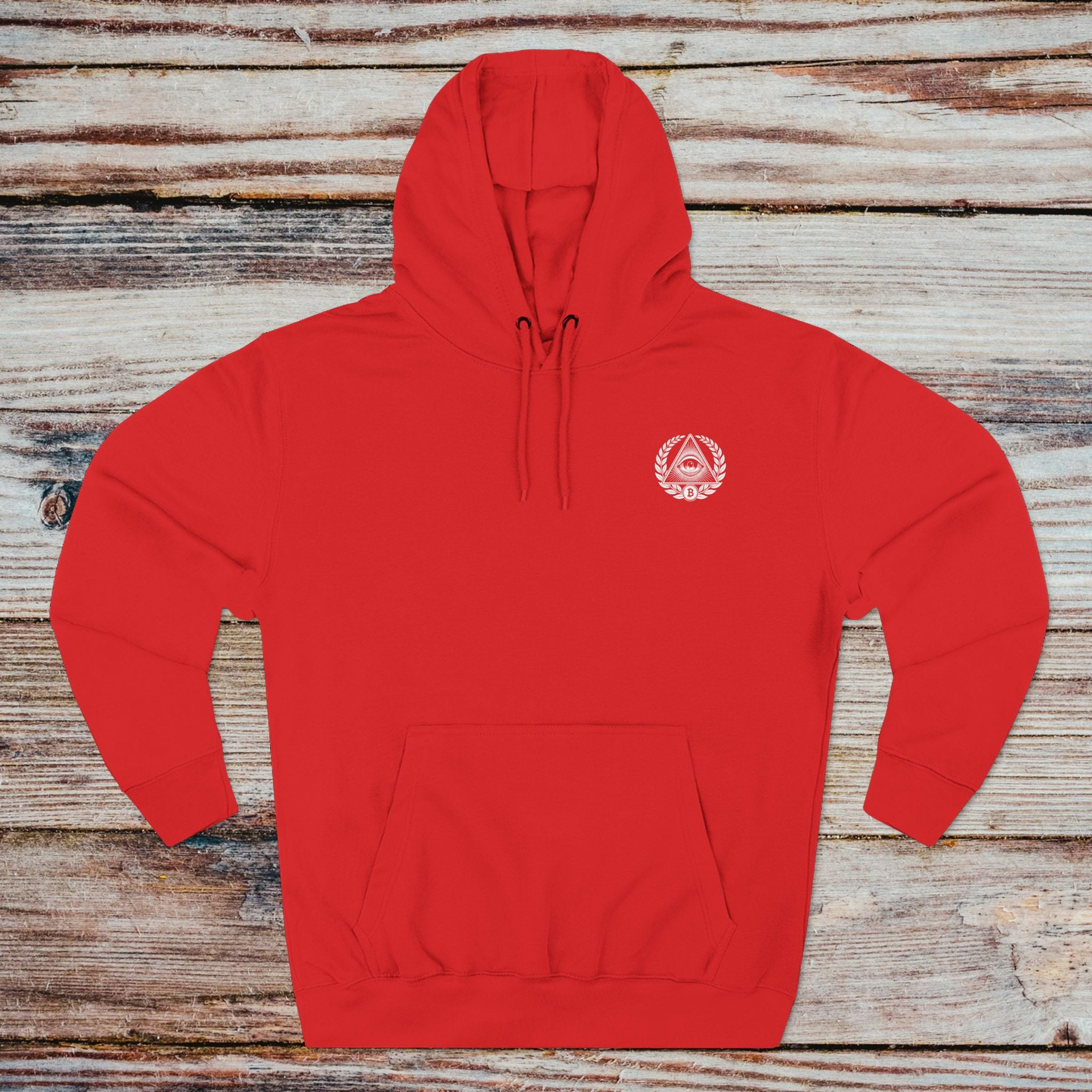 In Bitcoin We Trust hoodie in red – front view