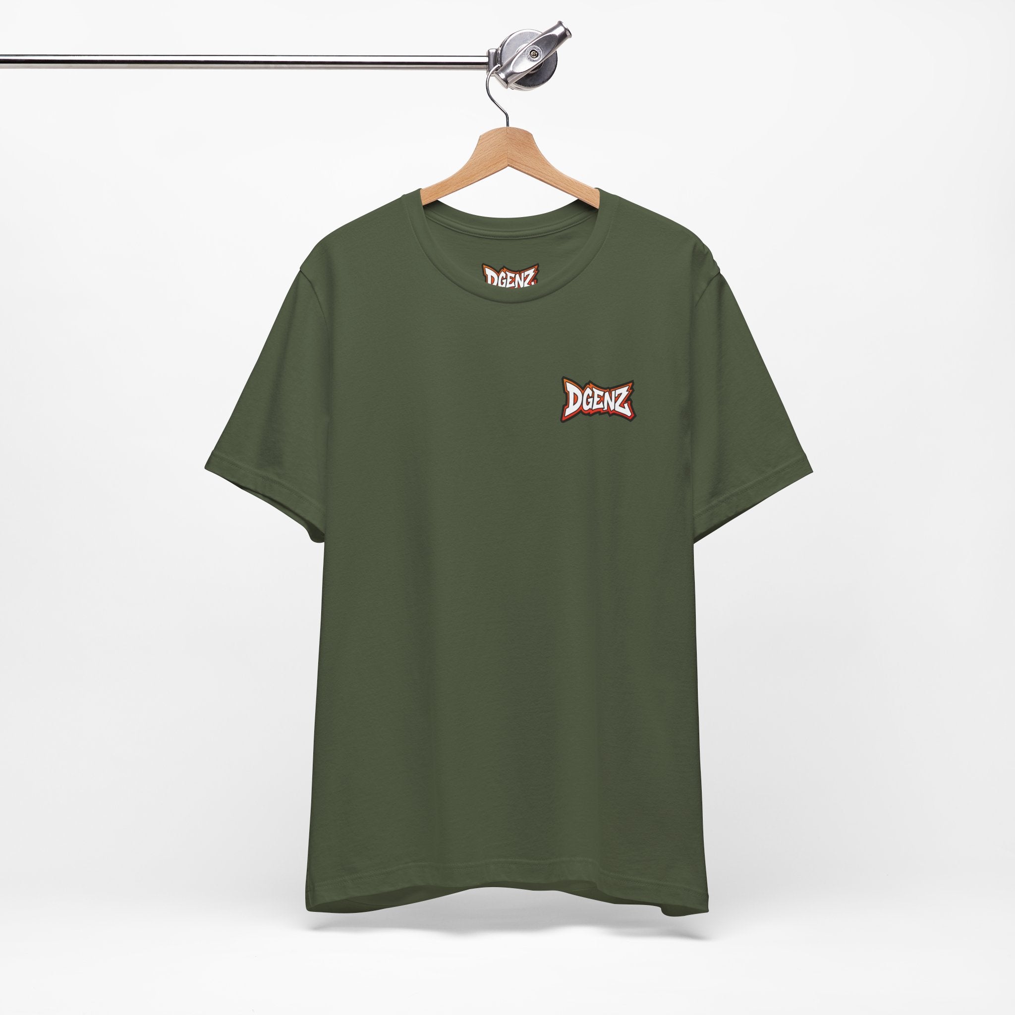 Green Dgenz crypto streetwear t-shirt featuring subtle Dgenz chest logo