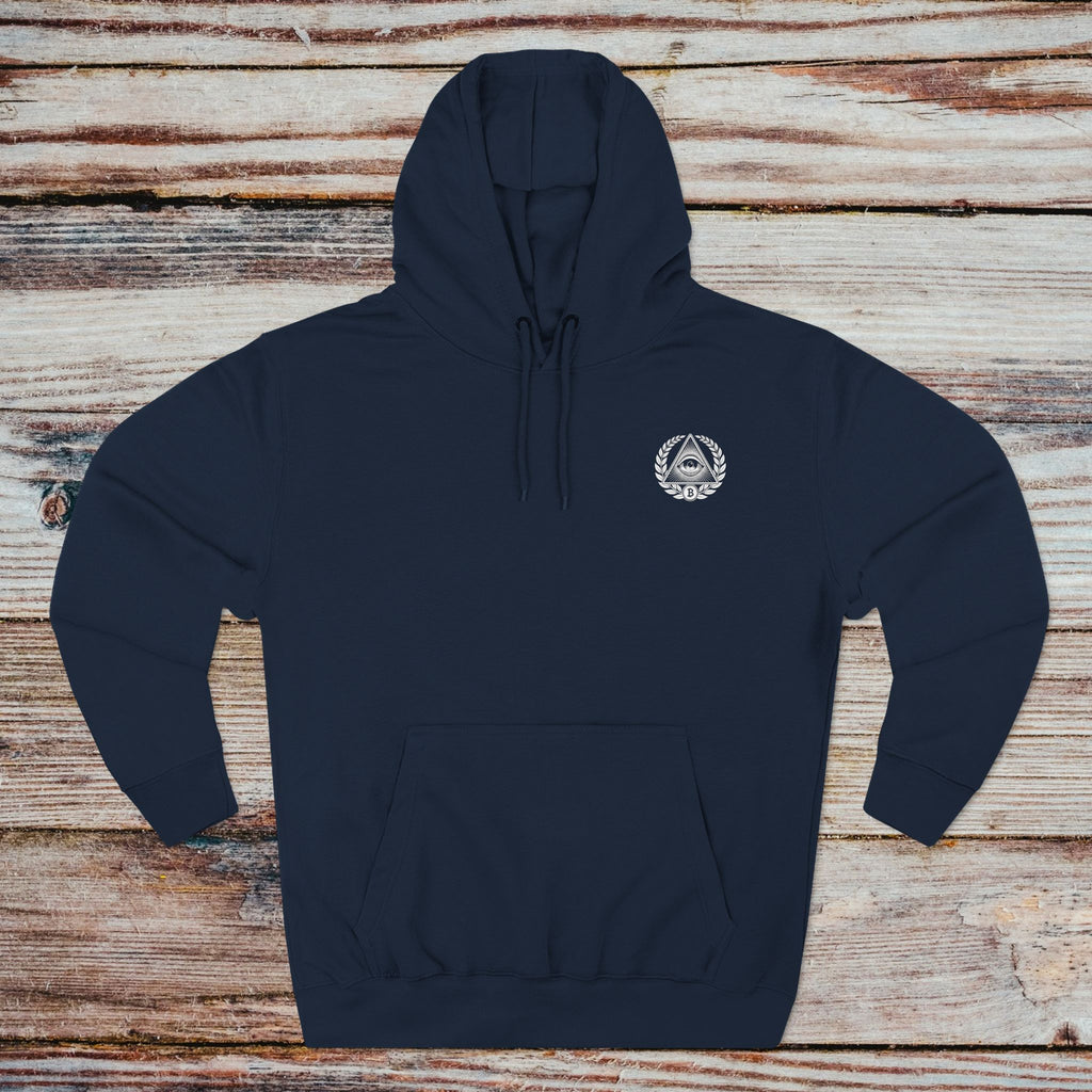 In Bitcoin We Trust hoodie in navy – front view
