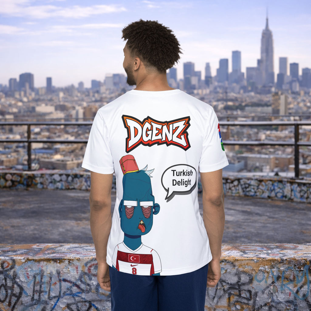 Back view of Turkey #8 Arda Güler football jersey with customizable speech bubble design