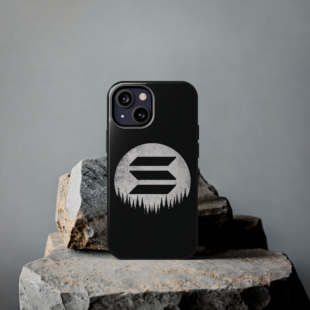 Solana To The Moon Phone Case | Minimalist SOL Crypto iPhone Case | Black Shockproof Case for iPhone & Samsung