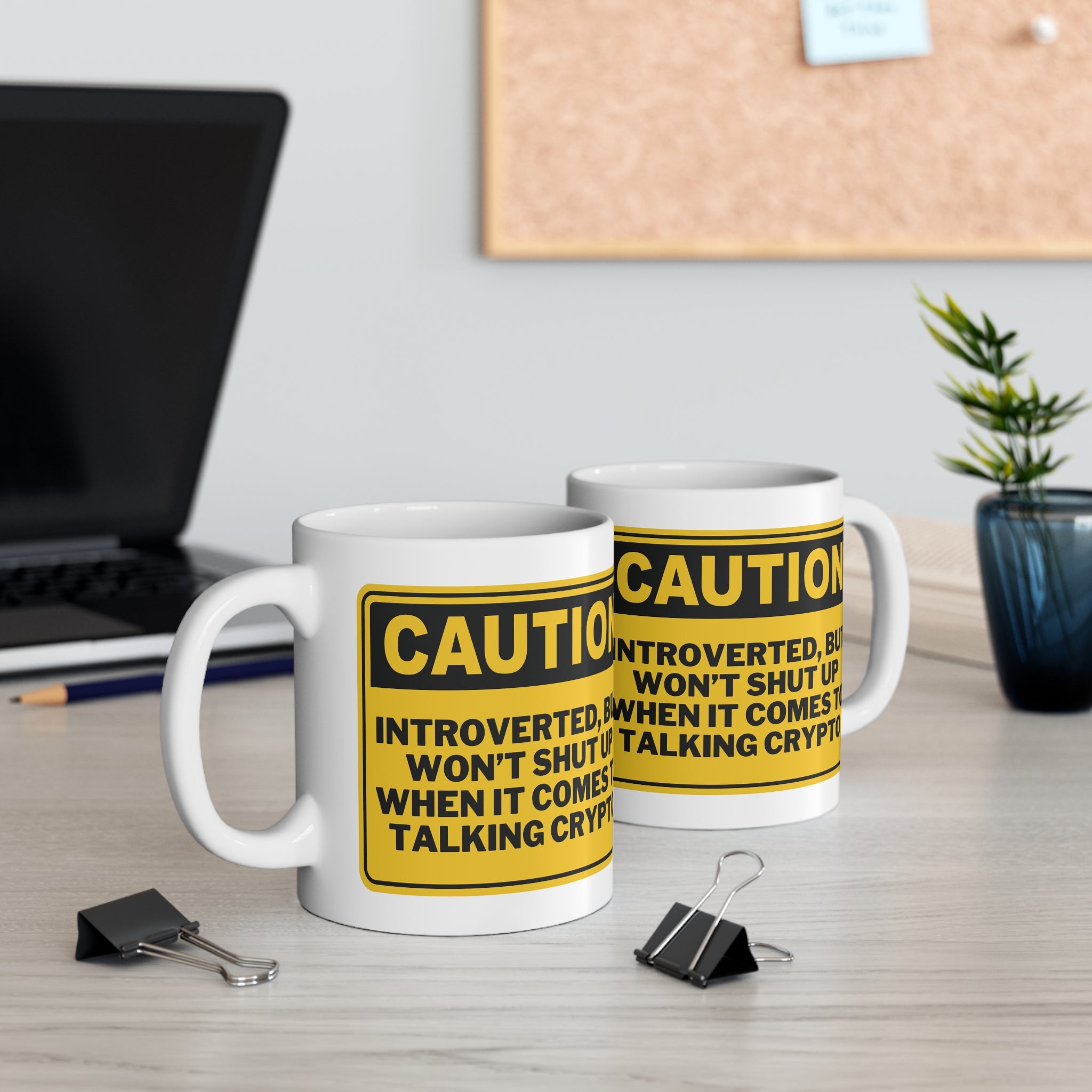 Caution Introverted Crypto Mugs