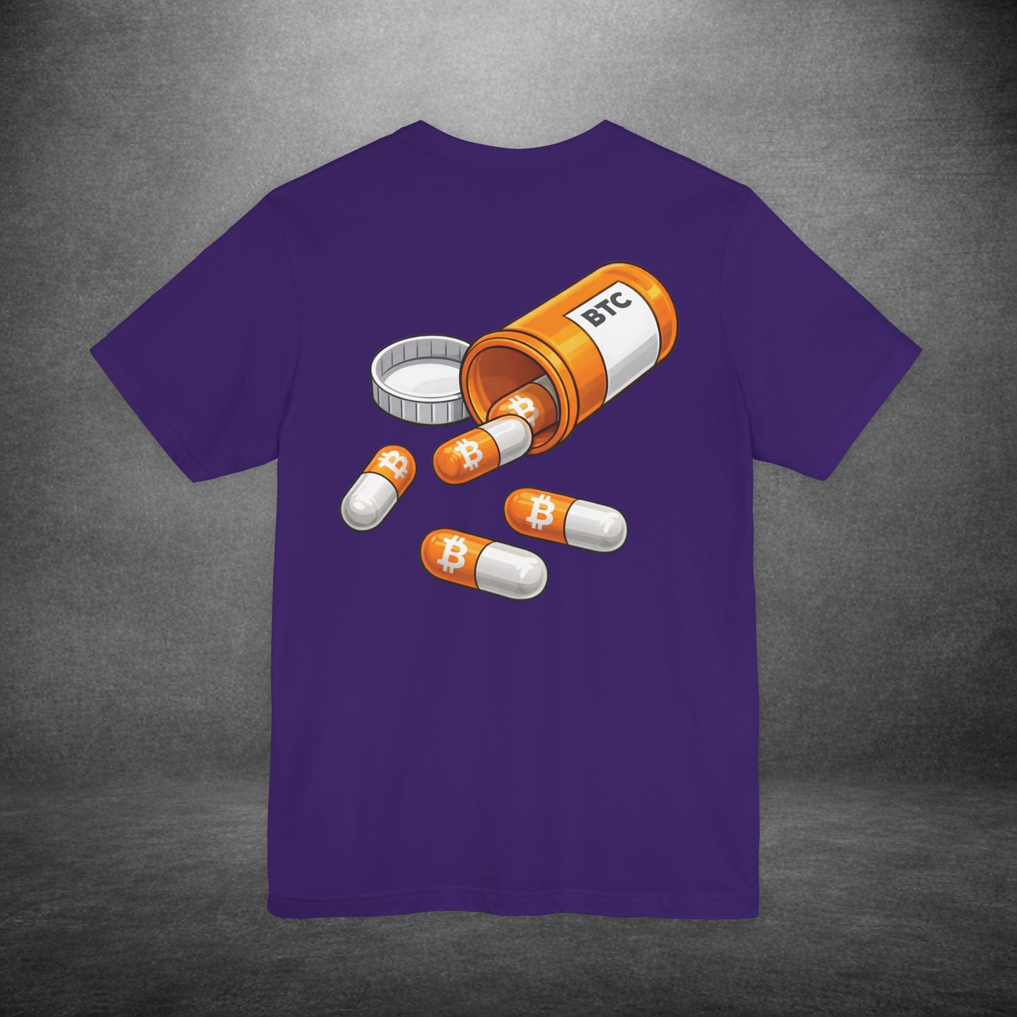 Bitcoin investor t-shirt with bold orange pill design