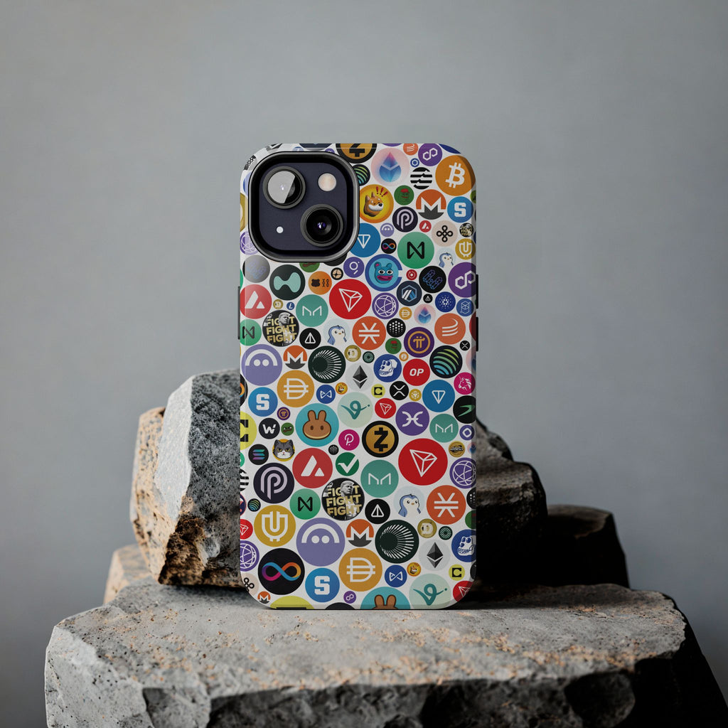 Crypto Coin Phone Case | Bitcoin, Ethereum & Altcoin Collage | Tough Shockproof Case for iPhone & Samsung
