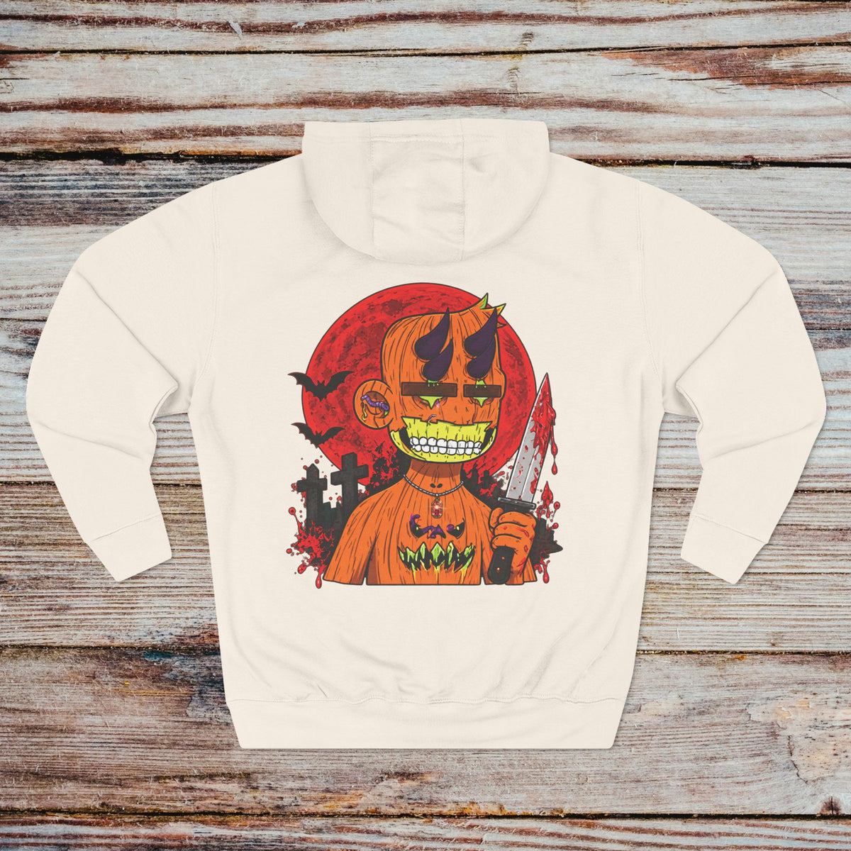 Sandshell DGENZ Halloween NFT Hoodie back with Pumpkin Horror graphic