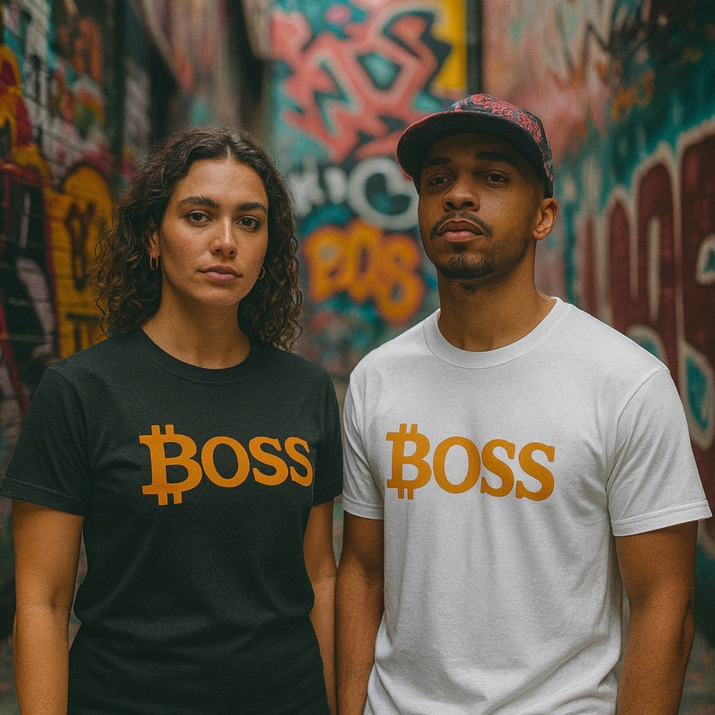Bitcoin Boss t-shirt mockup on models