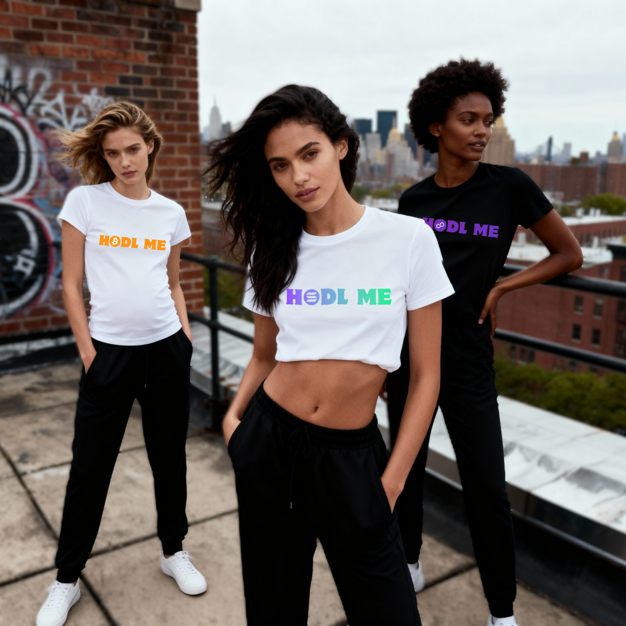 HODL ME Solana Crypto T-Shirt on models