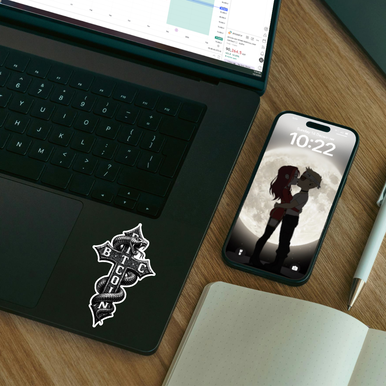 Bitcoin Serpent crypto sticker on laptop