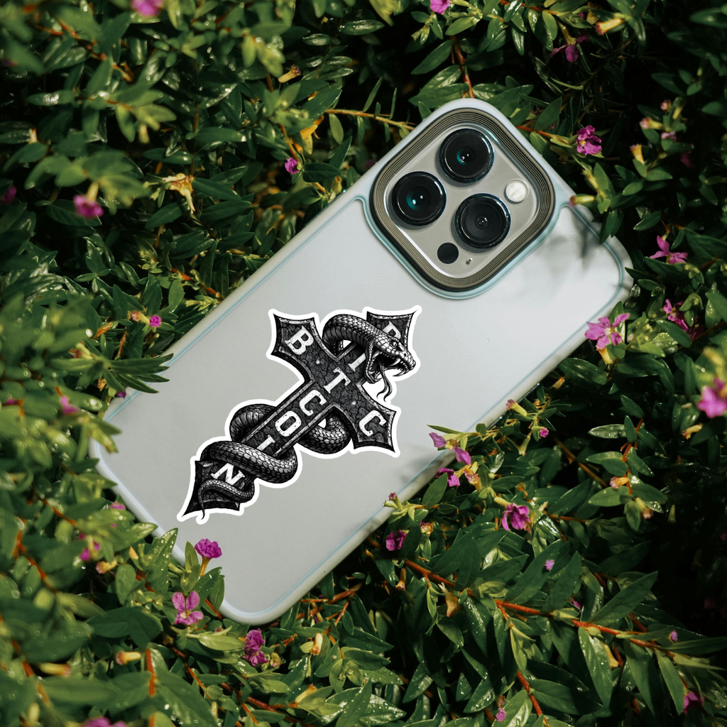 Bitcoin Serpent crypto sticker mockup