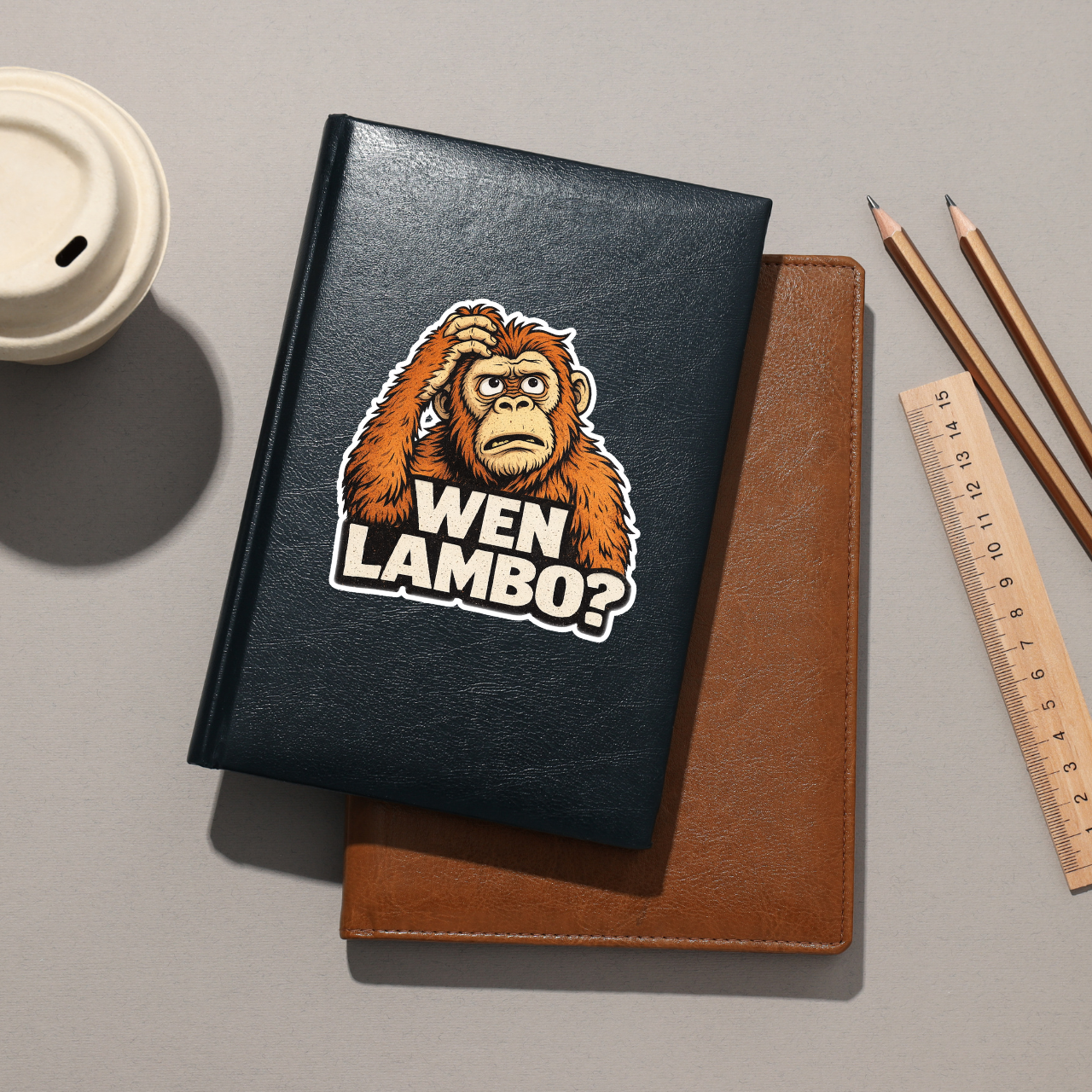 Wen Lambo orangutan crypto sticker design