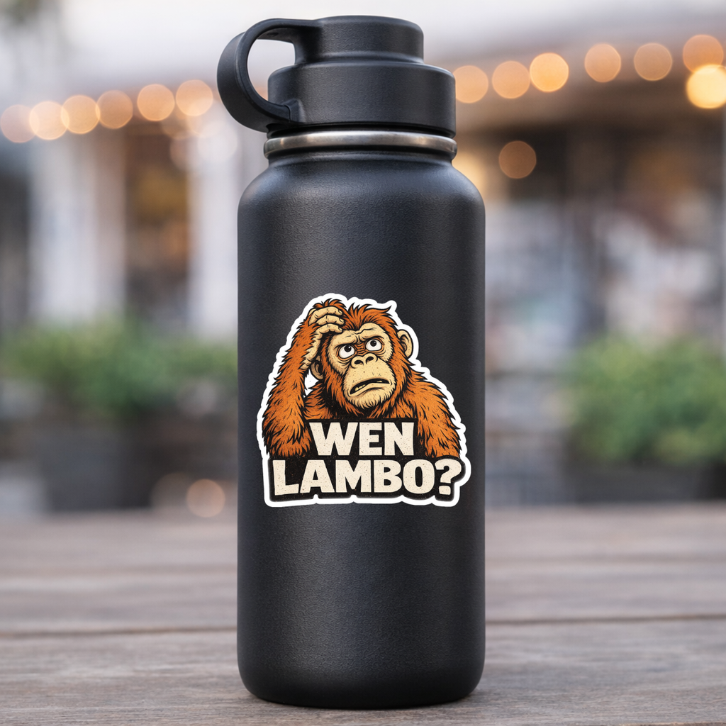 Wen Lambo crypto sticker lifestyle mockup