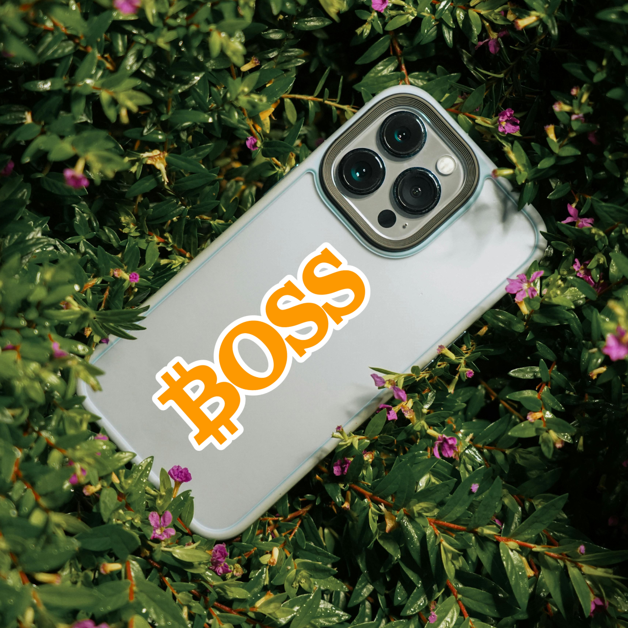 Bitcoin Boss Crypto Sticker on phone