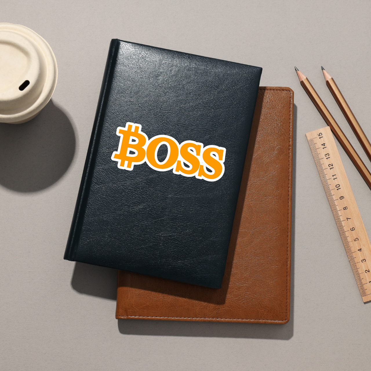 Bitcoin Boss Crypto Sticker mockup