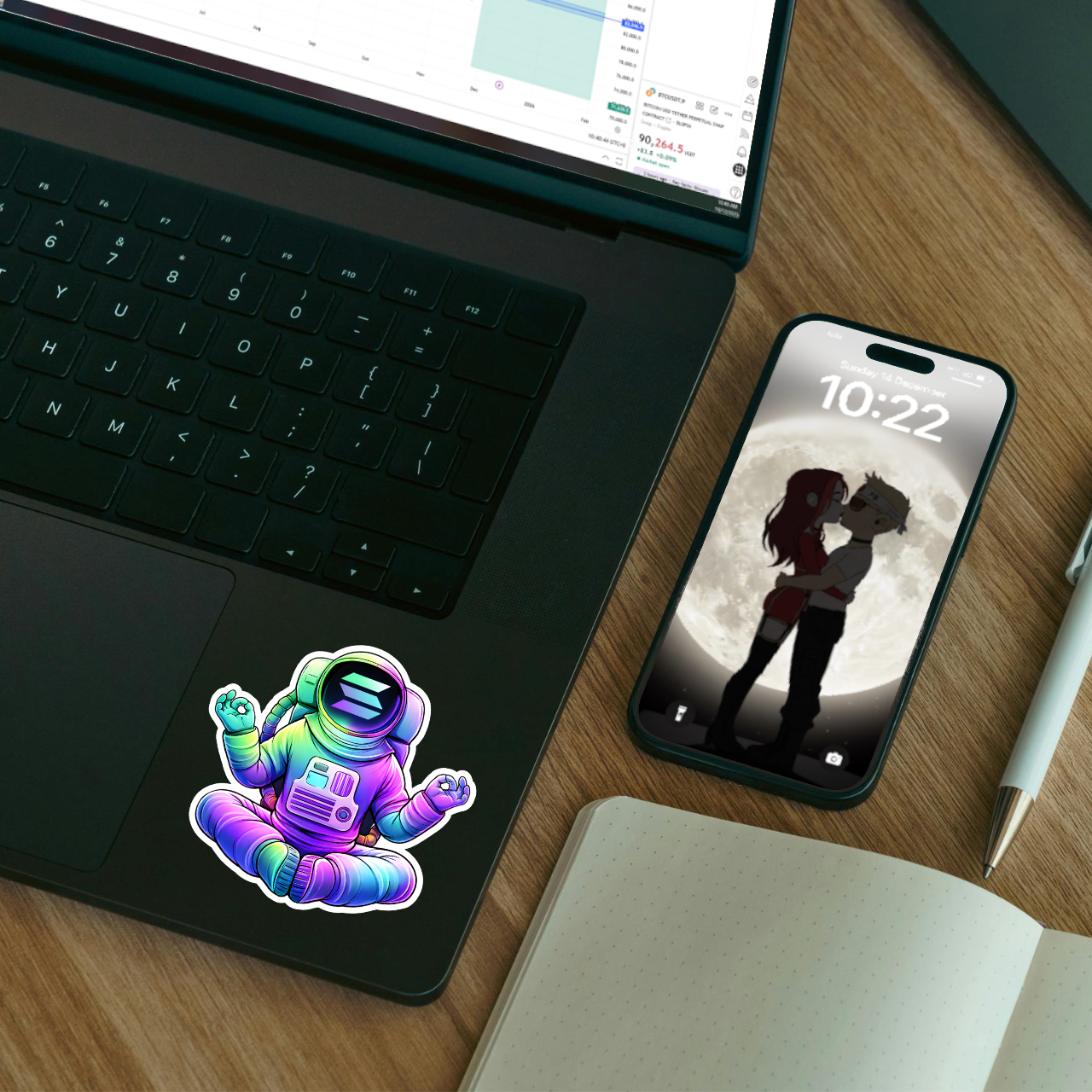 Solana Astronaut Crypto Sticker on laptop