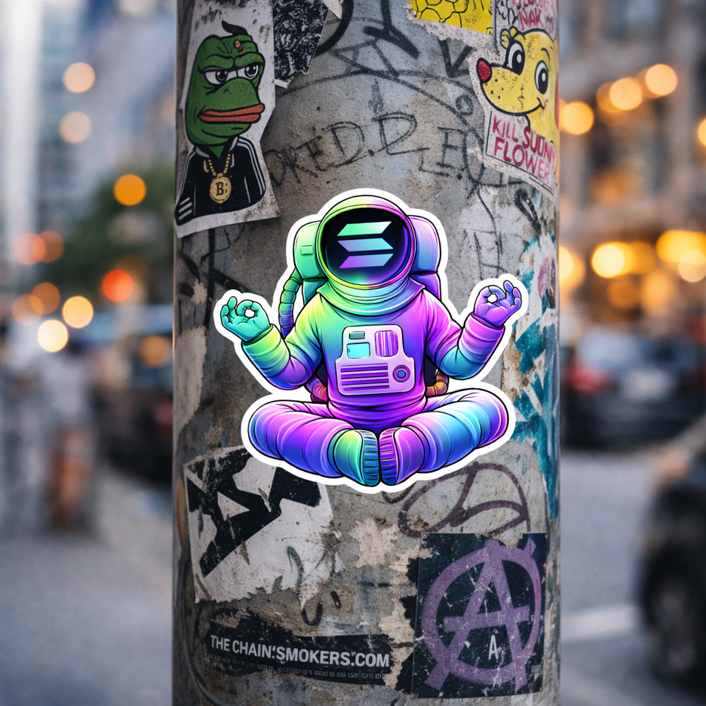 Solana Astronaut Crypto Sticker  close-up