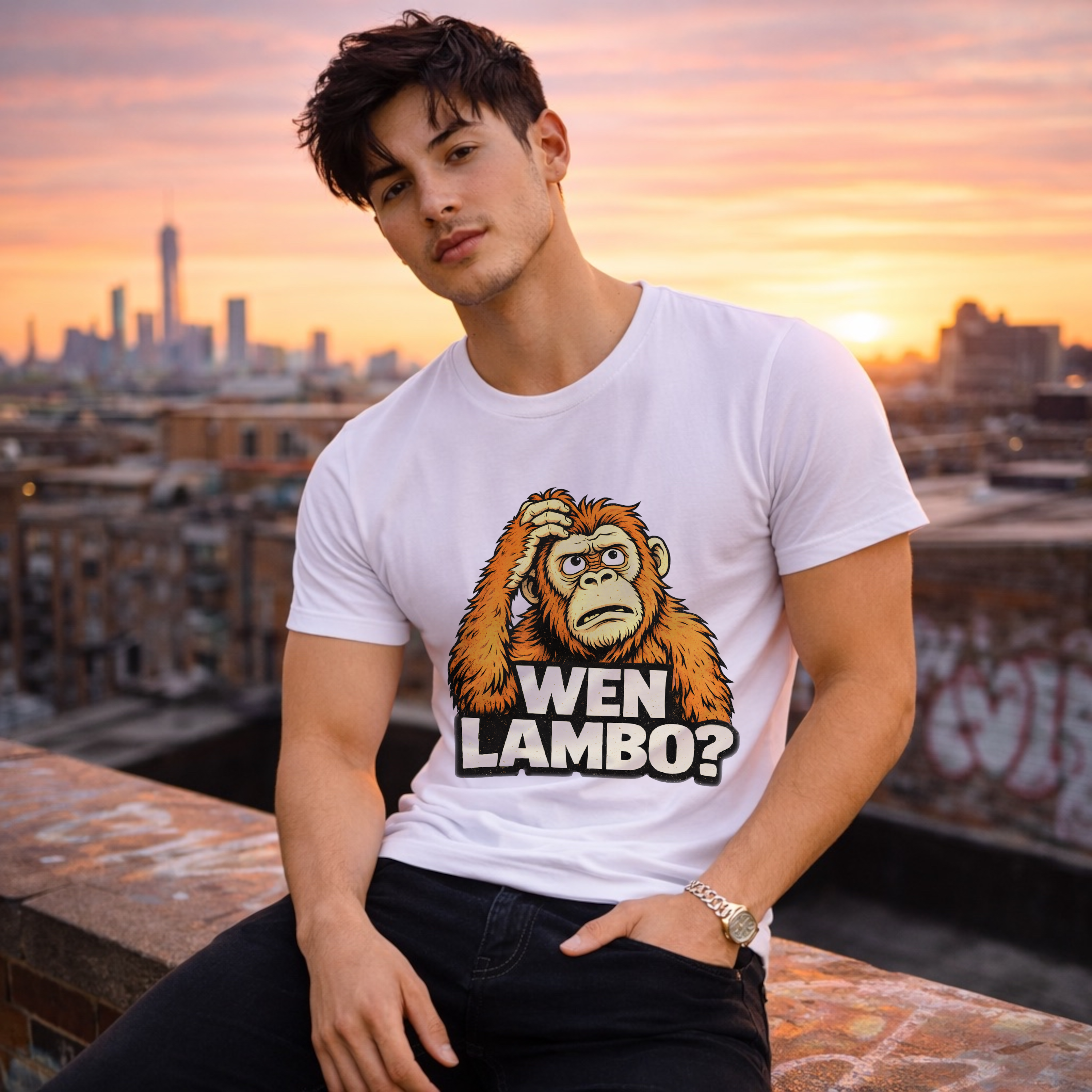 WEN LAMBO crypto streetwear tee for traders and degens