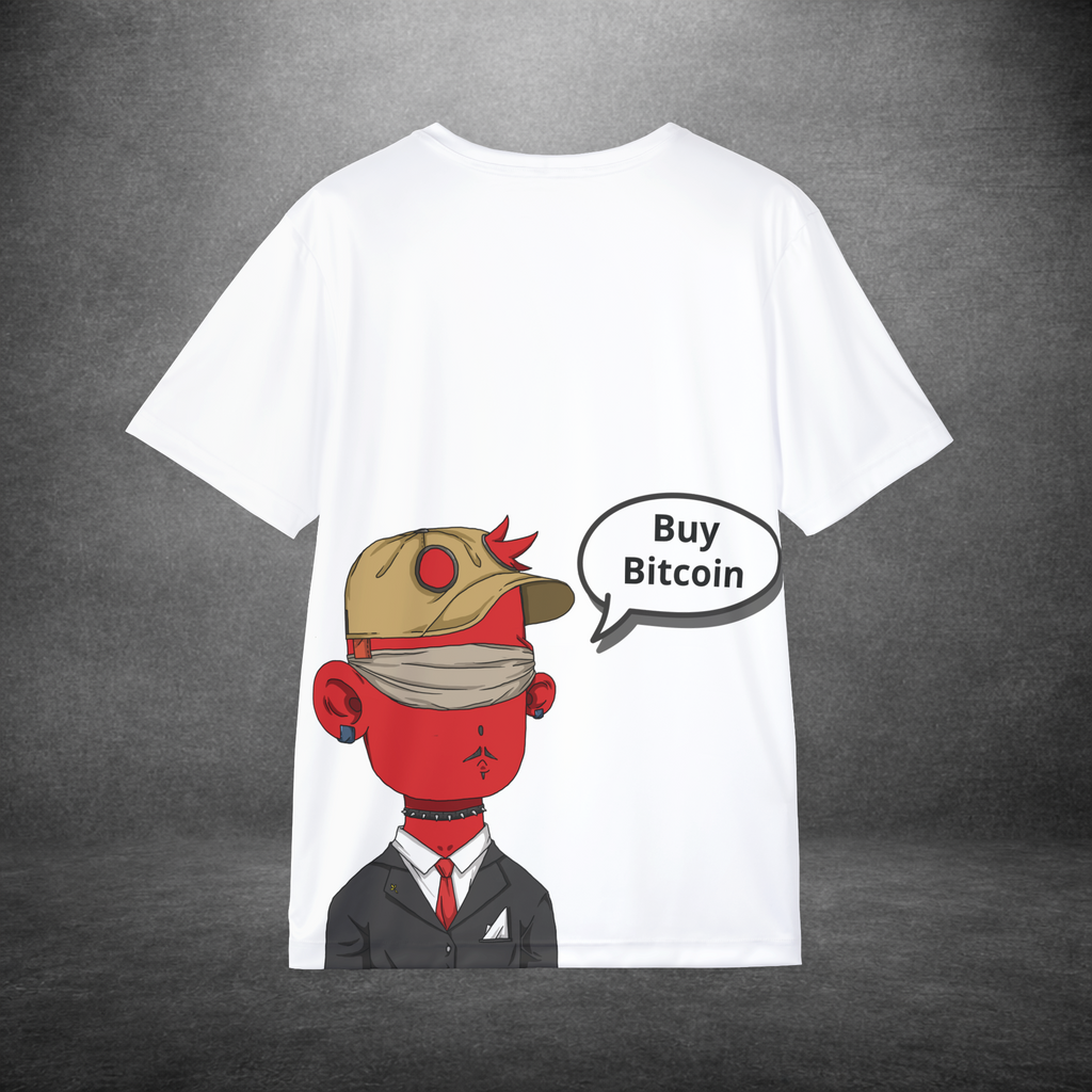 Custom Dgenz NFT t-shirt mockup featuring a Degen Boyz character with personalized speech bubble