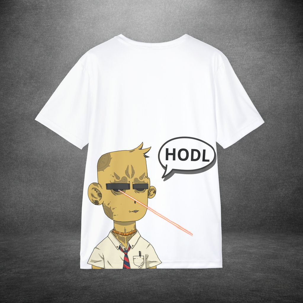 Custom Dgenz NFT t-shirt showing personalized HODL crypto design