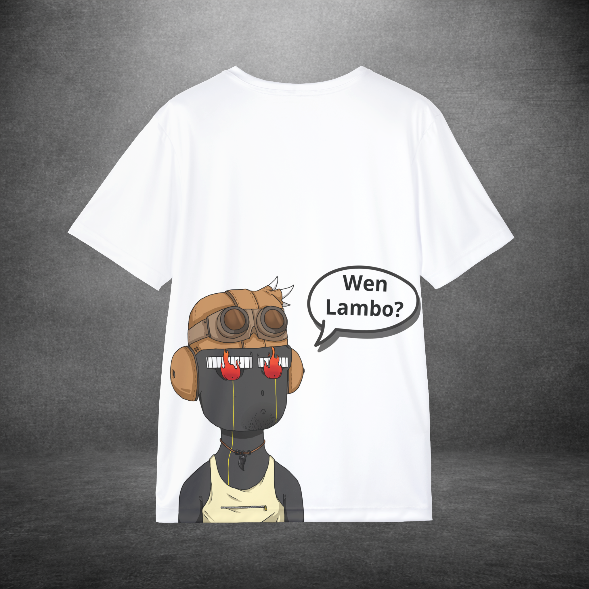 Personalized crypto t-shirt showing a different Dgenz NFT character design on the back