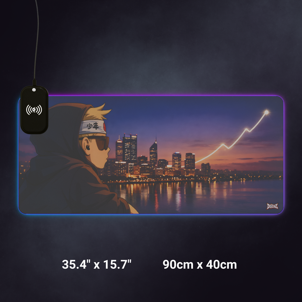 Injustice Perth Skyline RGB Gaming Mouse Pad | Wireless Phone Charging | Crypto Desk Mat
