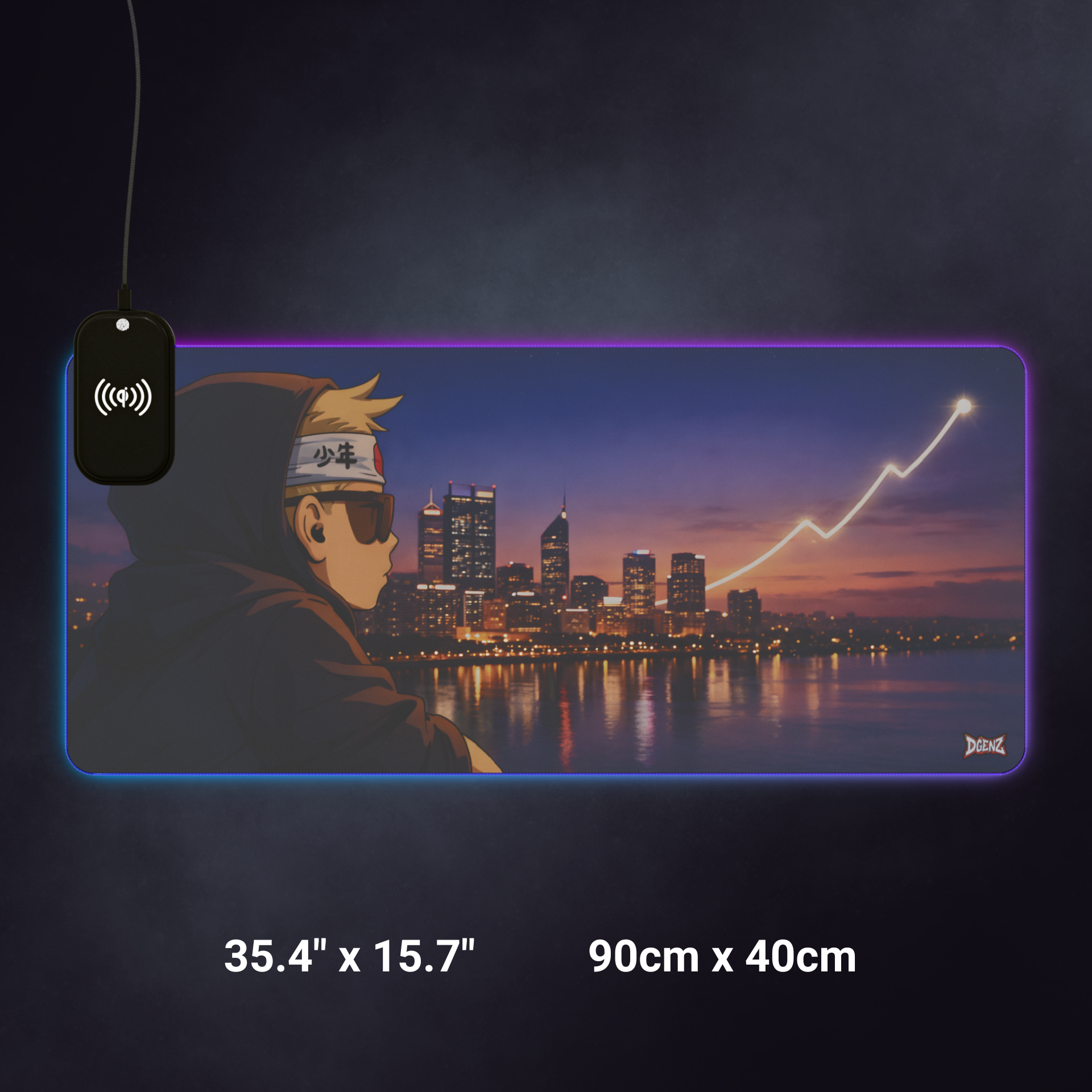 Injustice Perth Skyline RGB Gaming Mouse Pad | Wireless Phone Charging | Crypto Desk Mat