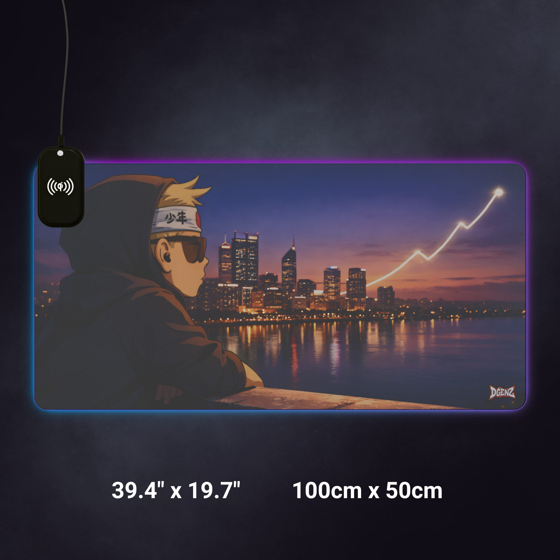 Injustice Perth Skyline RGB Gaming Mouse Pad | Wireless Phone Charging | Crypto Desk Mat