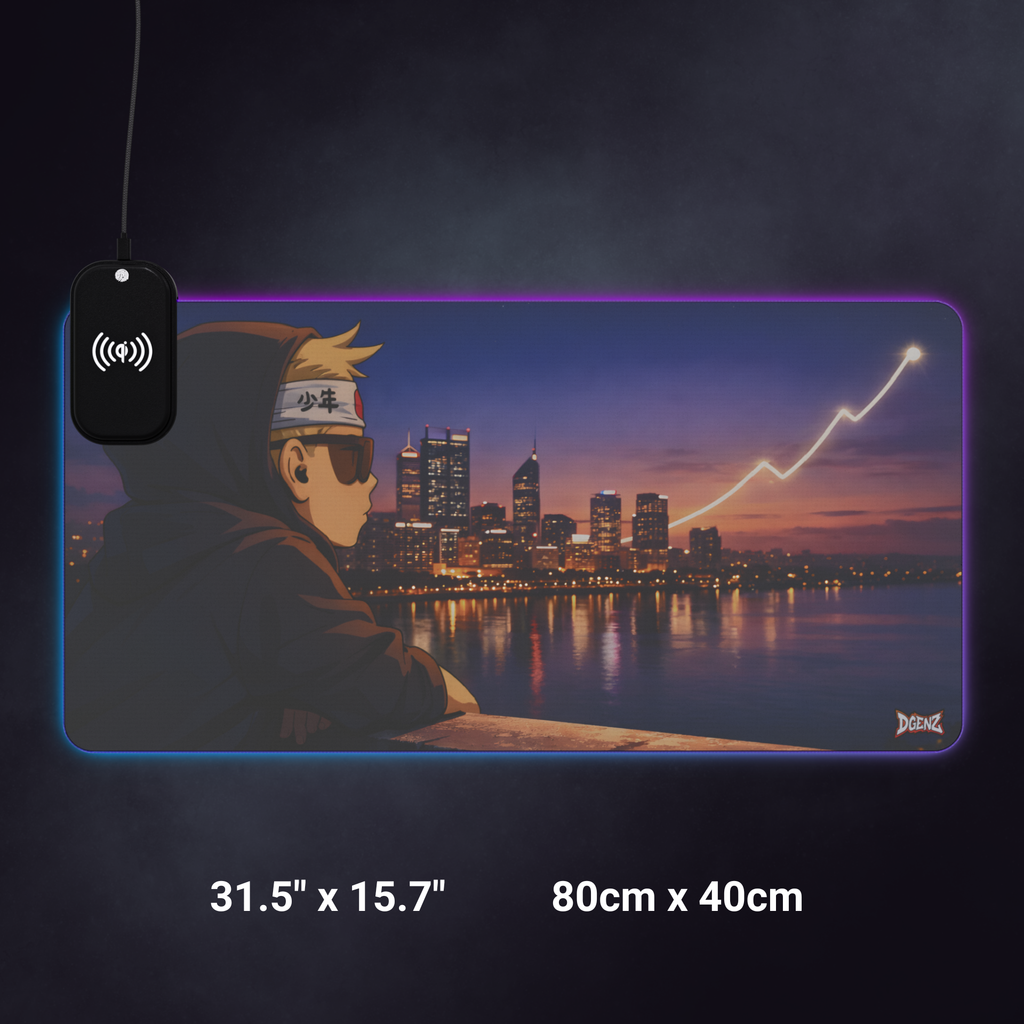 Injustice Perth Skyline RGB Gaming Mouse Pad | Wireless Phone Charging | Crypto Desk Mat