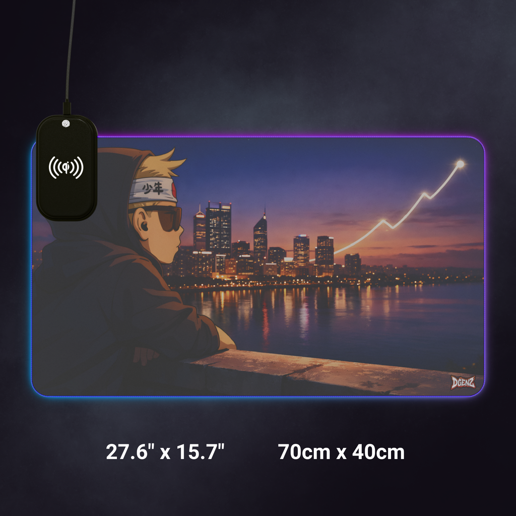 Injustice Perth Skyline RGB Gaming Mouse Pad | Wireless Phone Charging | Crypto Desk Mat