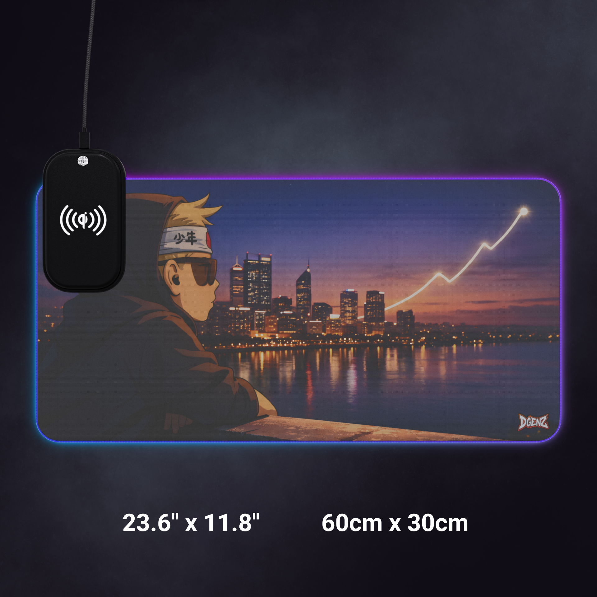 Injustice Perth Skyline RGB Gaming Mouse Pad | Wireless Phone Charging | Crypto Desk Mat
