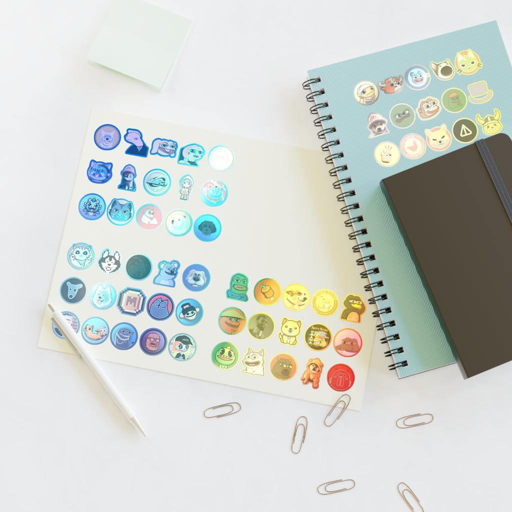 holographic crypto meme sticker pack