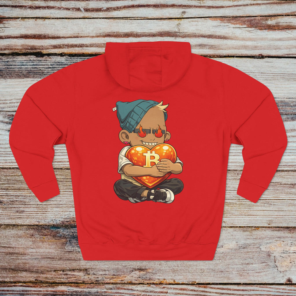 Red Dgenz Love Bitcoin hoodie back print