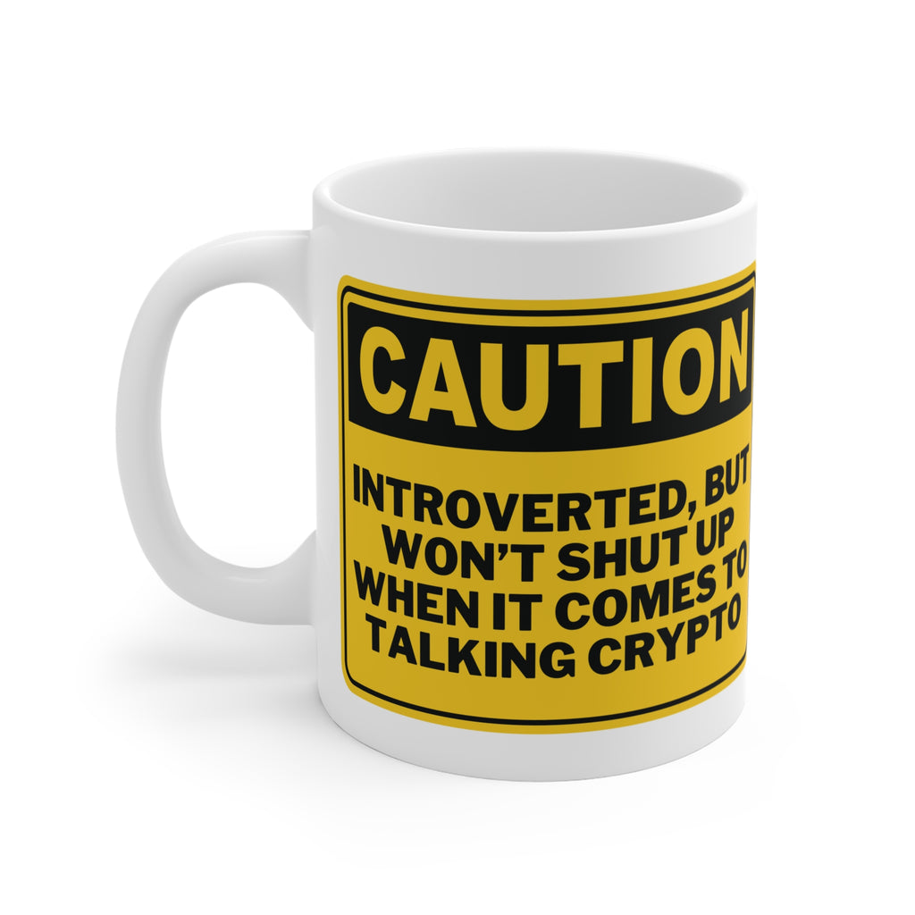 Caution Introverted Crypto Mug Close-up