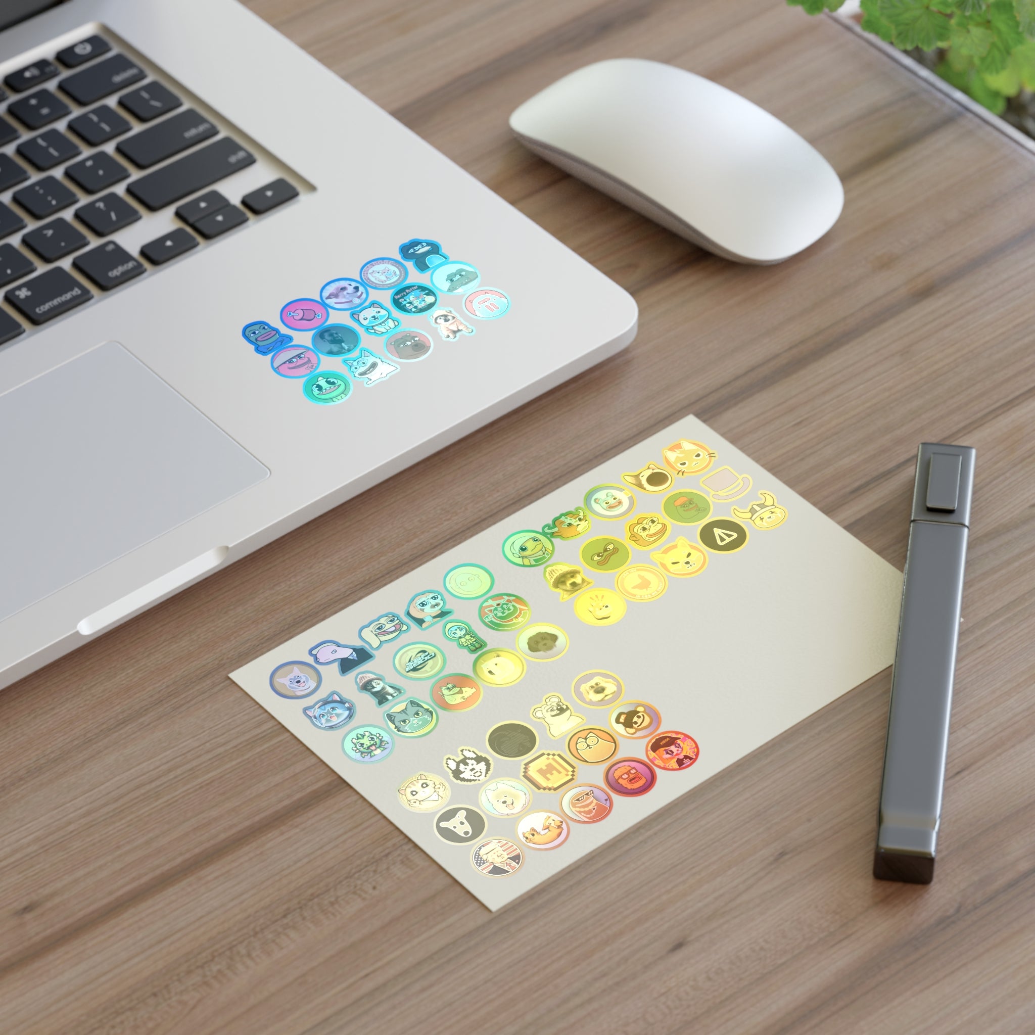 Memecoin holographic sticker pack