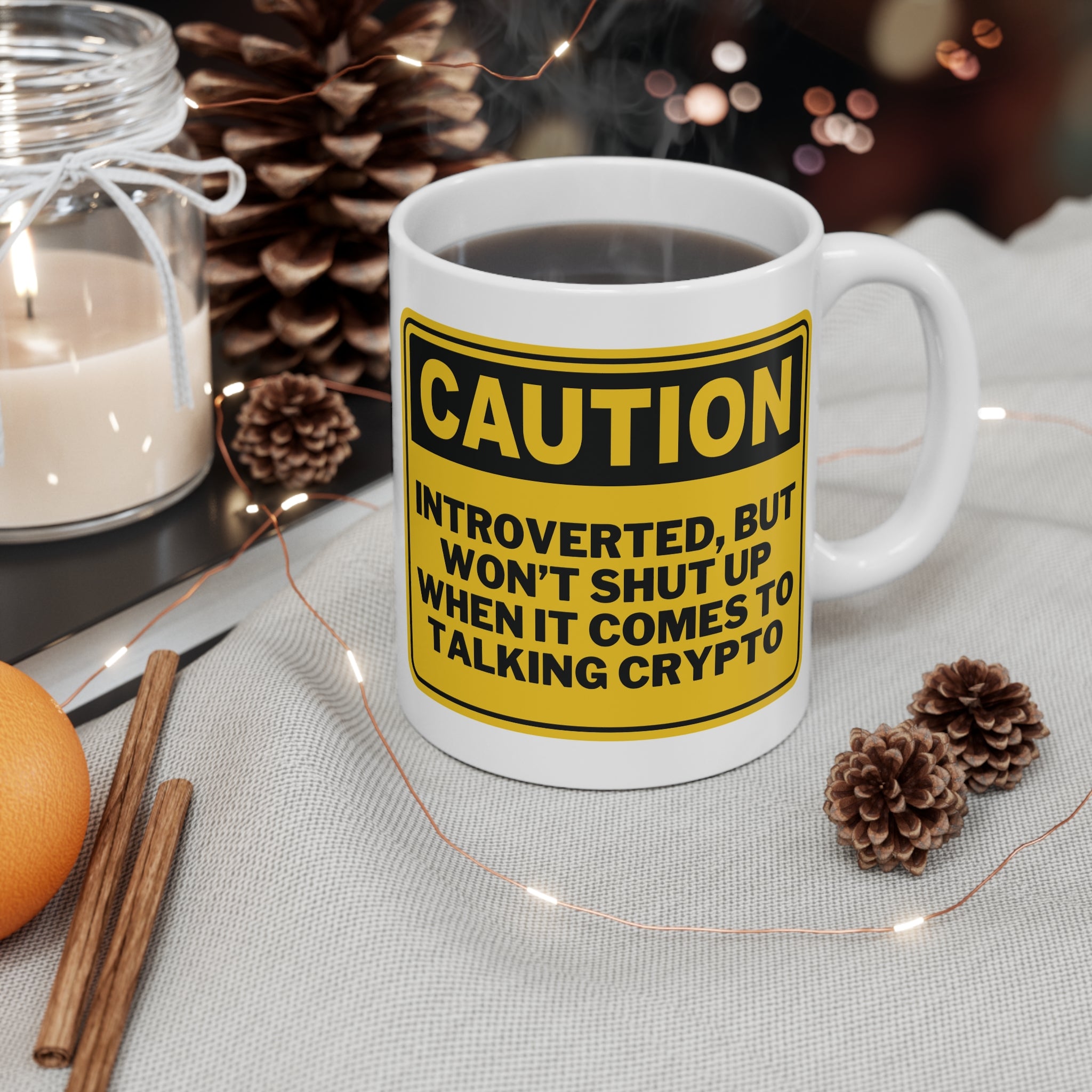 Caution Introverted Crypto Coffee Mug