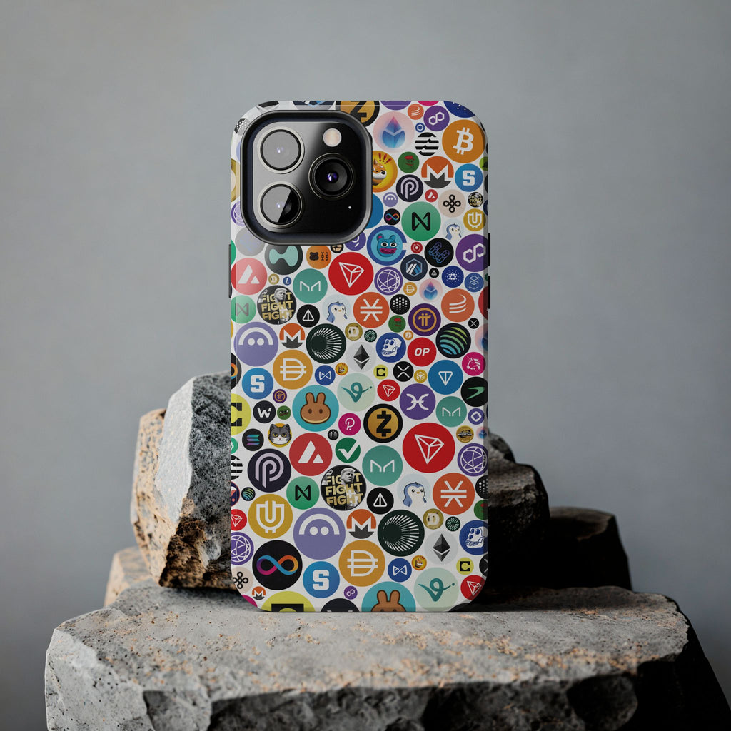 Crypto Coin Phone Case | Bitcoin, Ethereum & Altcoin Collage | Tough Shockproof Case for iPhone & Samsung