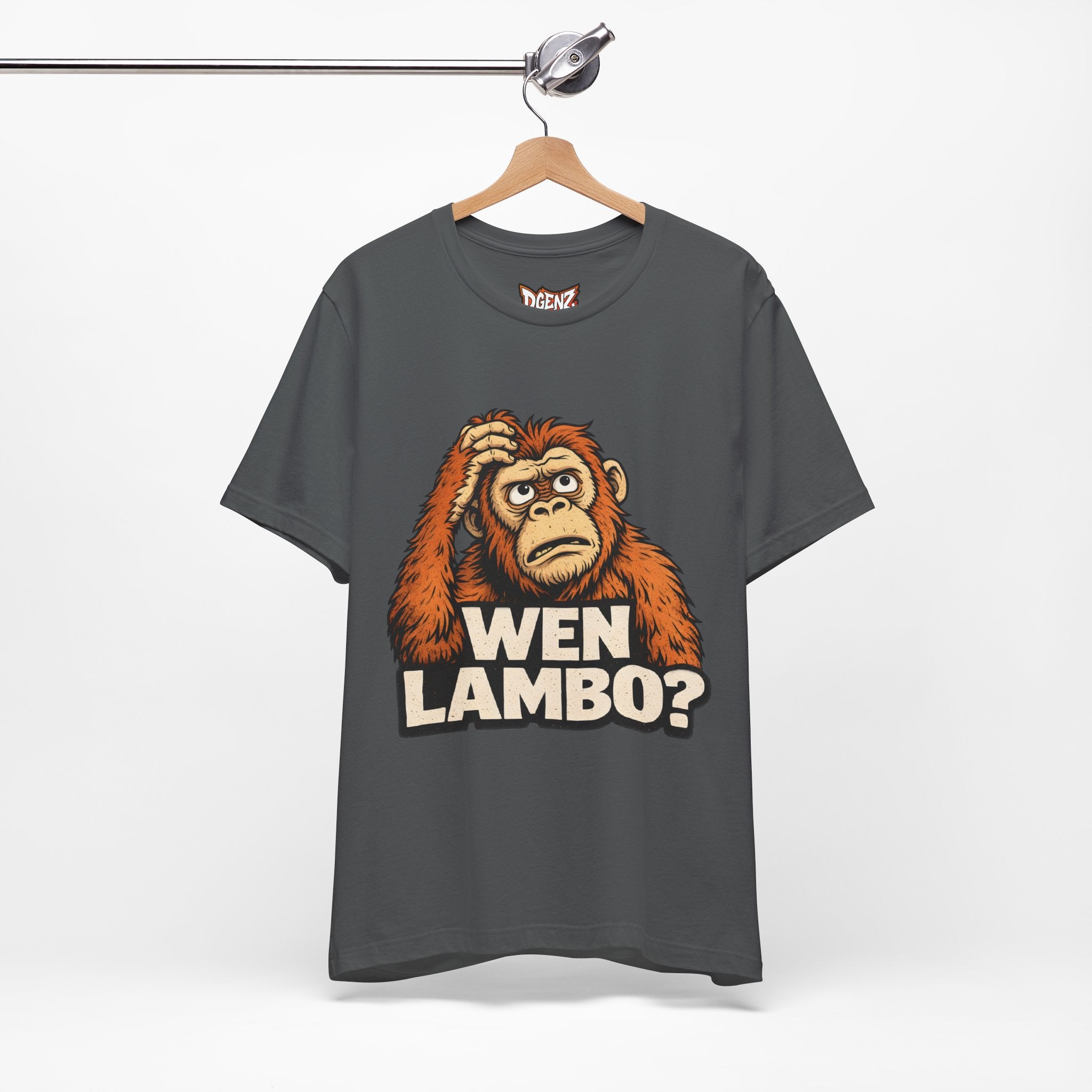 Crypto trader t-shirt with WEN LAMBO ape graphic