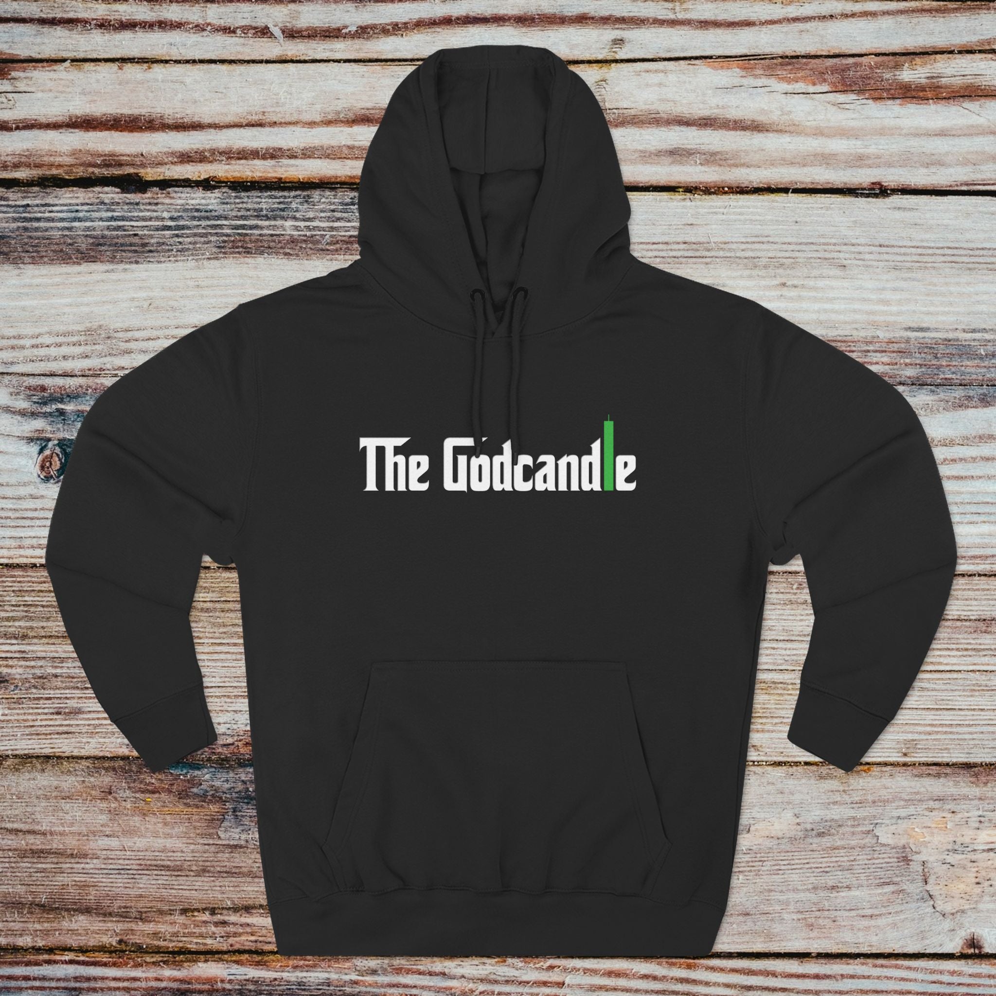 Black Godcandle crypto trading hoodie front view
